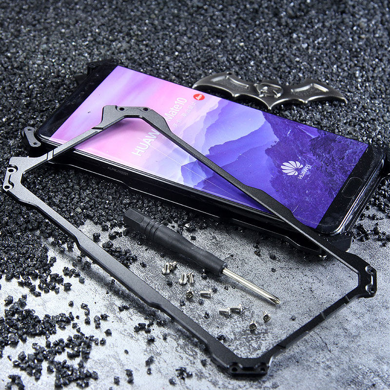R-Just Batman Shockproof Aluminum Shell Metal Case with Custom Batarang Stent for Huawei Mate 10