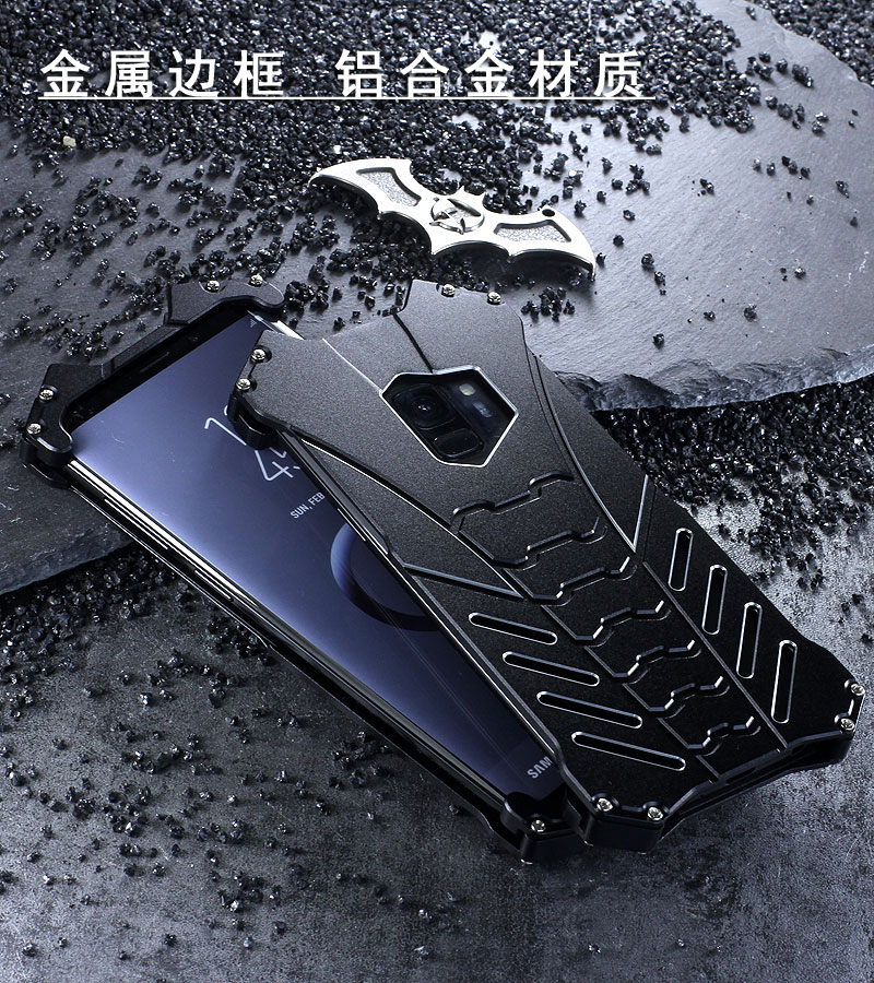 R-Just Batman Shockproof Aluminum Shell Metal Case with Custom Batarang Stent for Samsung Galaxy S9 Plus & Samsung Galaxy S9