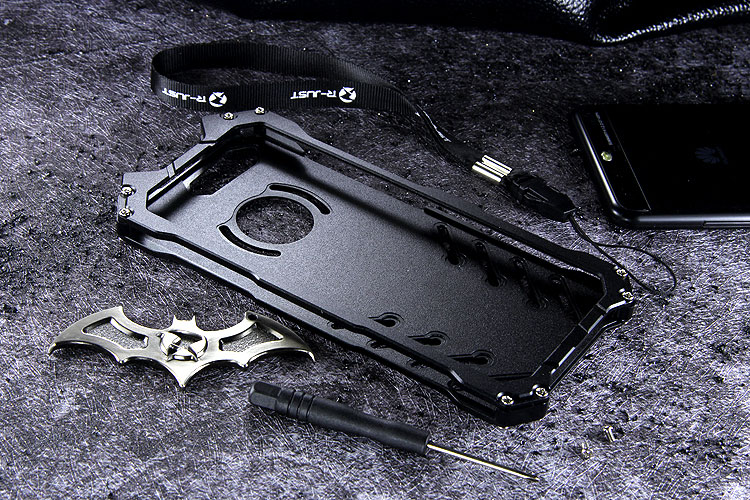 R-Just Batman Shockproof Aluminum Shell Metal Case with Custom Batarang Stent for Huawei P10 & Huawei P10 Plus