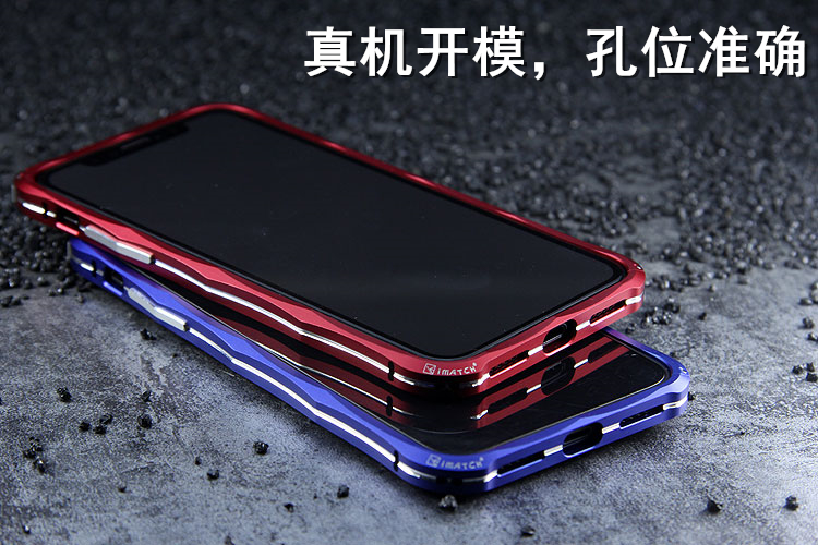 iMatch Slim Light Aluminum Metal Shockproof Bumper Case with Kickstand for Apple iPhone X