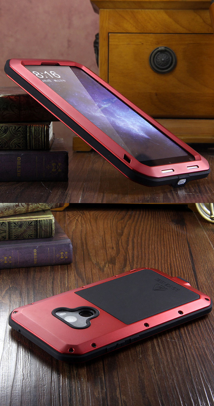 LOVE MEI Powerful Water Resistant Shockproof Dust/Dirt/Snow Proof Aluminum Metal Outdoor Gorilla Glass Heavy Duty Case Cover for Xiaomi Mi MIX 2