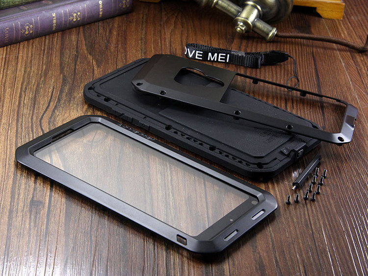 LOVE MEI Powerful Water Resistant Shockproof Dust/Dirt/Snow Proof Aluminum Metal Outdoor Gorilla Glass Heavy Duty Case Cover for Xiaomi Mi MIX 2