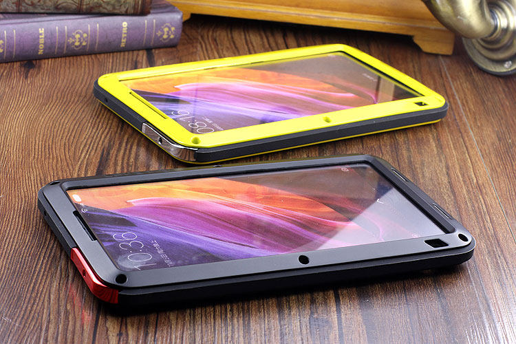 LOVE MEI Powerful Water Resistant Shockproof luminum Metal Gorilla Glass Heavy Duty Case Cover for Xiaomi Mi MIX