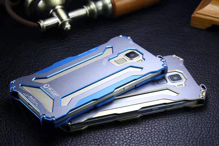 R-JUST GUNDAM Aerospace Aluminum Contrast Color Shockproof Metal Shell Outdoor Protection Case for Huawei Honor 7