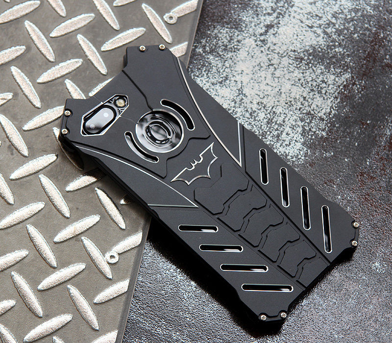 R-Just Batman Shockproof Aluminum Shell Metal Case with Custom Batarang Stent for OPPO R15 & OPPO R15 Dream Mirror Edition