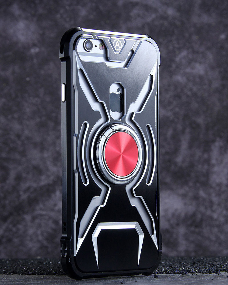 WK Iron Man Military Grade Shockproof Screw-less Metal Case w/ Ring Holder for Apple iPhone 8 Plus/7 Plus/6S Plus/6 Plus & iPhone 8/7/6S/6