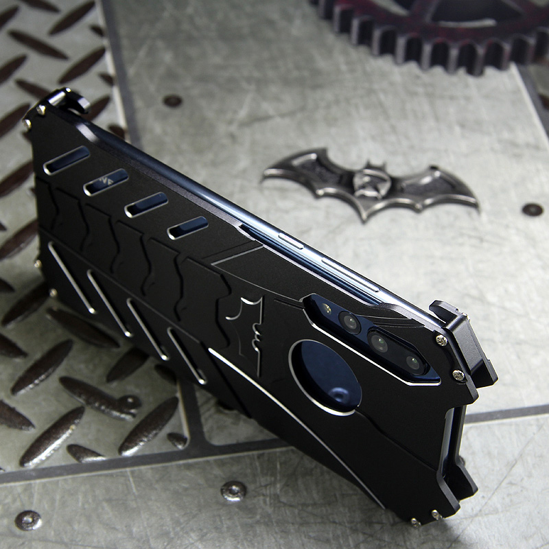 R-Just Batman Shockproof Aluminum Shell Metal Case with Custom Batarang Stent for Huawei P20 & Huawei P20 Pro & Huawei P20 Lite & Huawei nova 3e