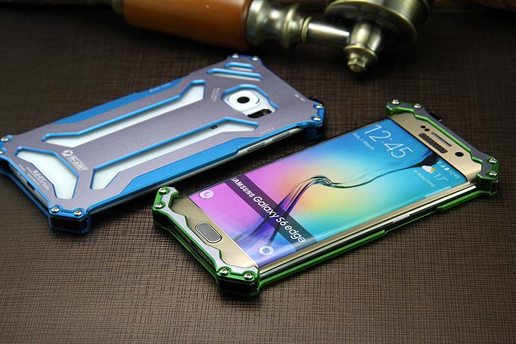 R-JUST GUNDAM Aerospace Aluminum Contrast Color Shockproof Metal Shell Outdoor Protection Case for Samsung Galaxy S6 Edge G9250