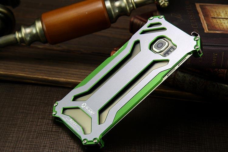 R-JUST GUNDAM Aerospace Aluminum Contrast Color Shockproof Metal Shell Outdoor Protection Case for Samsung Galaxy S6 Edge G9250