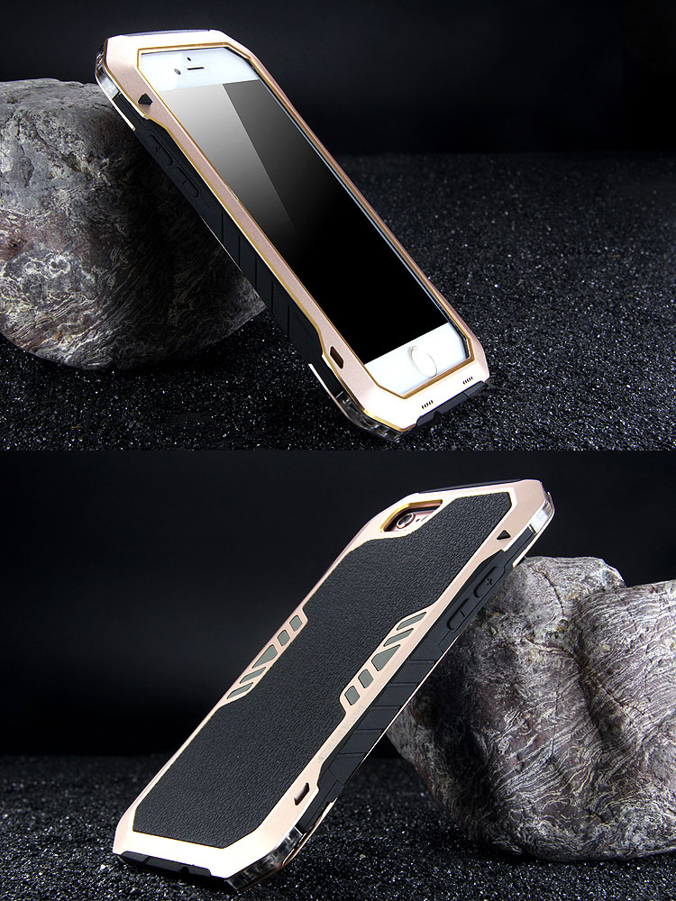 Luphie Armored Knight Bicolor Aluminum Metal Bumper + Shockproof Silicone Triple Protection Case Cover for Apple iPhone 6S Plus/6 Plus/6S/6