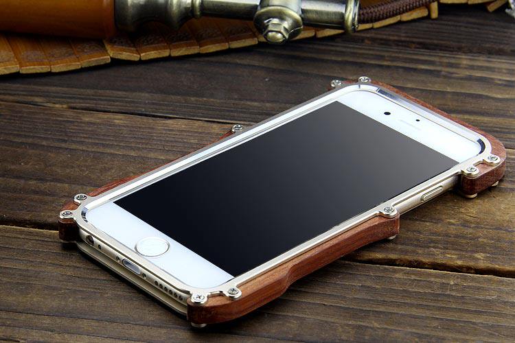 R-Just Light Slim Timber Aluminum Metal Wood Bumper Case Cover for Apple iPhone 6S Plus/6 Plus & iPhone 6S/6