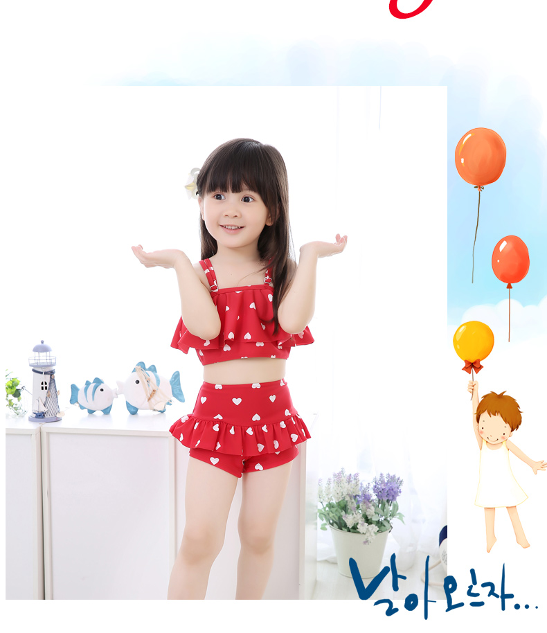 Đồ bơi trẻ em Hàn Quốc cô gái đồ bơi cô gái dễ thương xù váy chia nhỏ quần bơi trẻ em phù hợp với - Bộ đồ bơi của Kid đồ bơi liền thân cho bé gái