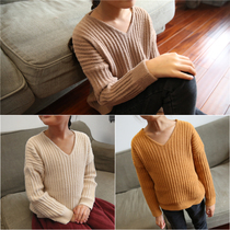 Qi Ji Spring and Autumn New Products Childrens Wear Pure Color Joker Threaded Sweater Childrens V-neck Jacket Knitwear Casual