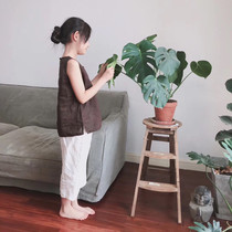 Original summer new products in large childrens clothing childrens washing linen vest for boys and girls casual Joker cotton and linen solid color coat