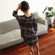 Seven sets of original spring and autumn new childrens cotton plaid dress girls cotton long casual shirt parent-child