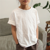 Summer new childrens clothing girls boys pure cotton pure color short sleeve T-shirt children bamboo cotton Joker washing body shirt