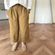Qiji spring and autumn new children's clothing girls' nine-point pants solid color Japanese medium and large children's casual pure cotton pants literary style