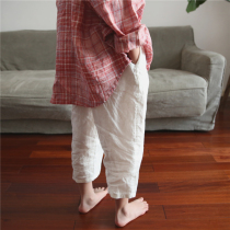 Seven sets of original summer new children white cotton linen Capri pants Boys Girls linen casual pants literary style
