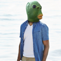 Douyin green fish head monster mask Altman animal pig donkey horse cat dog head cover prop spoof sand sculpture
