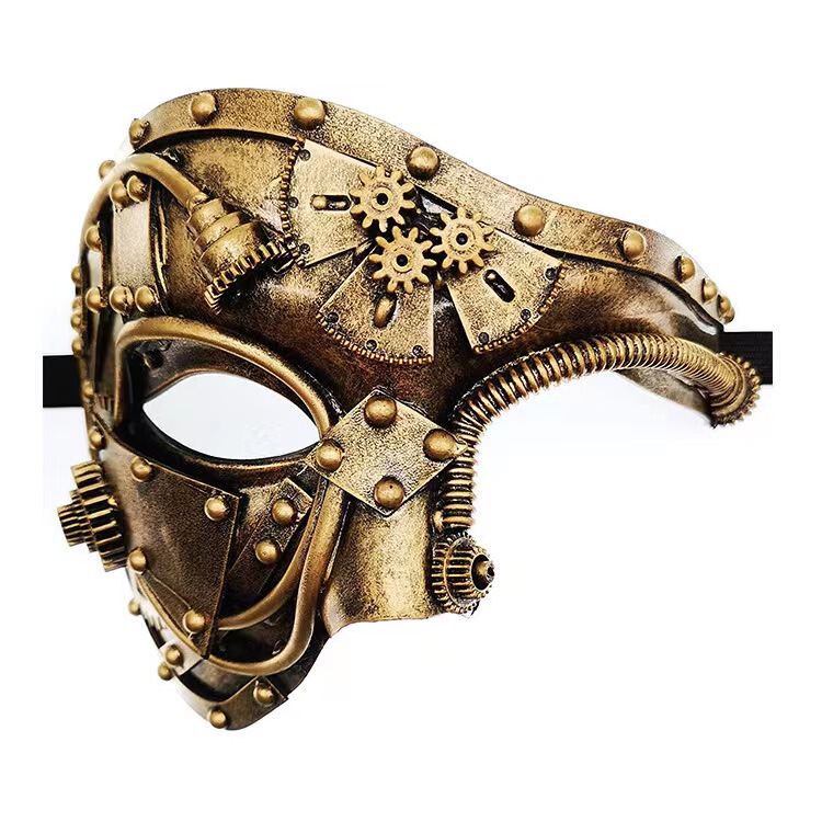 Retro Punk Steam Industrial Style Plague Doctor Beak Mask with Glowing Cold Light Led Mechanical Mask for Men and Women