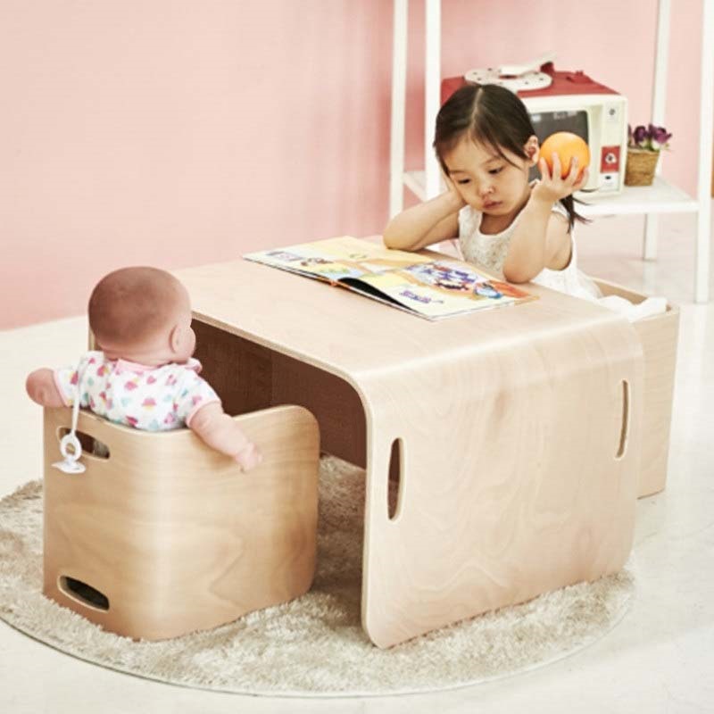 Children's writing desk and chair set baby multi-functional toy learning desk kids table kindergarten solid wood table