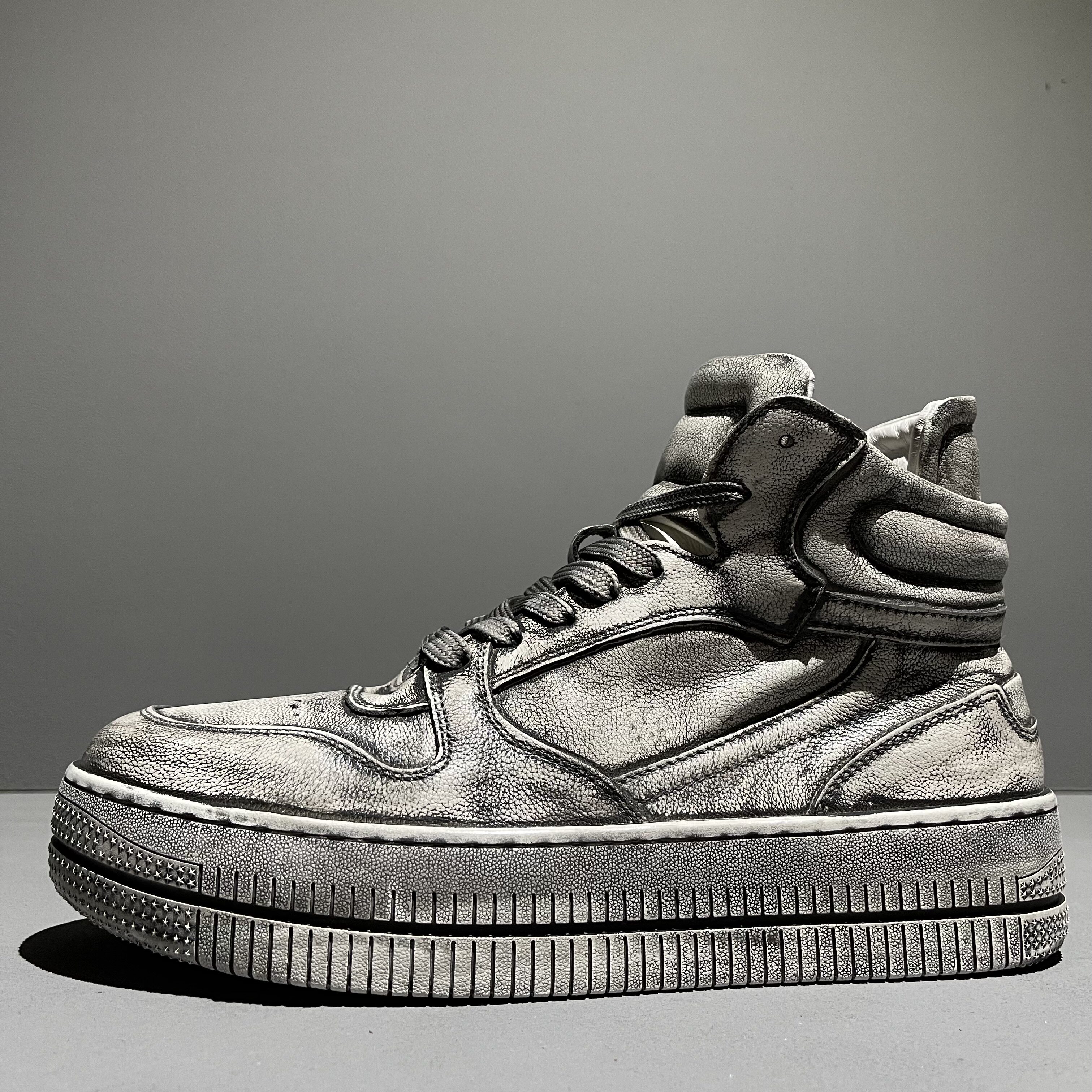 Old retro color-painted Air Force No. 1 high-top shoes men's top layer cowhide increased thick-soled Chinese board shoes casual tide shoes