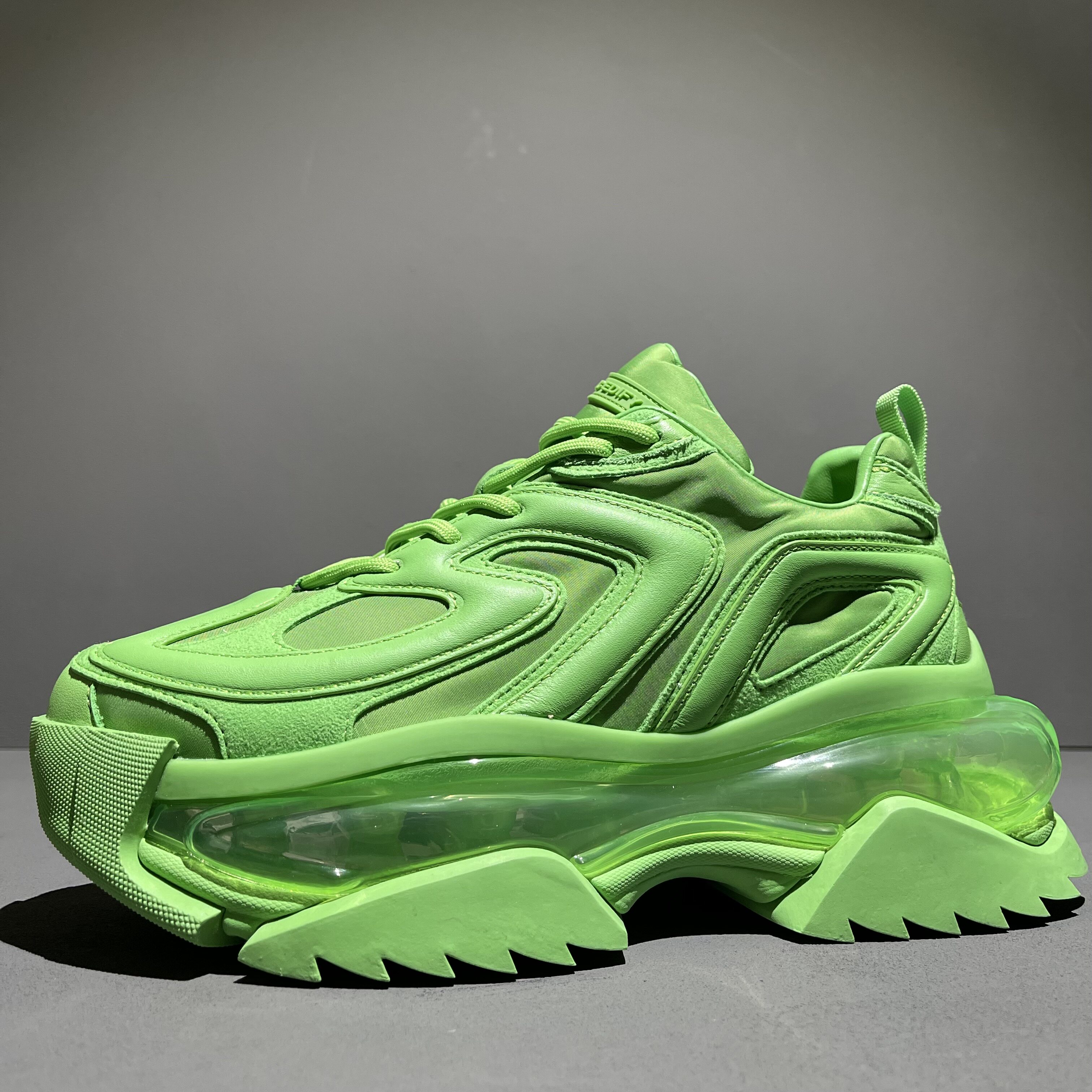 European station tide brand niche design old shoes men's green fried street tide sheepskin thick bottom air cushion sports platform shoes