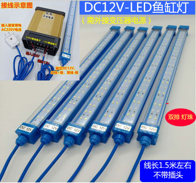 12V-Seafood Pool Fish Tank Lamp Low Pressure LED Light Waterproof Fish Tank Lighting Led External transformer 40 ~ 120cm