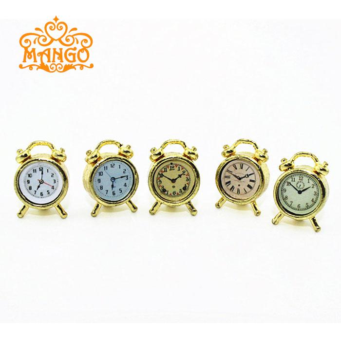 12 điểm nhà búp bê dollhouse mini mô hình tĩnh đồ chơi loạt các kim loại đồng hồ báo thức nhỏ đồng hồ tinh tế mô hình giấy