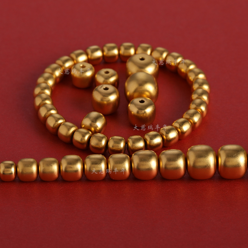 Pure Gold 999 Traditional Gold Solid Old-Style Barrel Beads Fortune Beads Buddhist Beads Bracelet DIY Accessories Top Beads Waist Beads