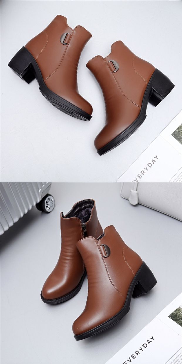 Giày mẹ mùa đông Giày cotton Giày cao cổ nữ Giày cao cổ nữ cộng với nhung ấm chống trượt bốt ngắn cổ