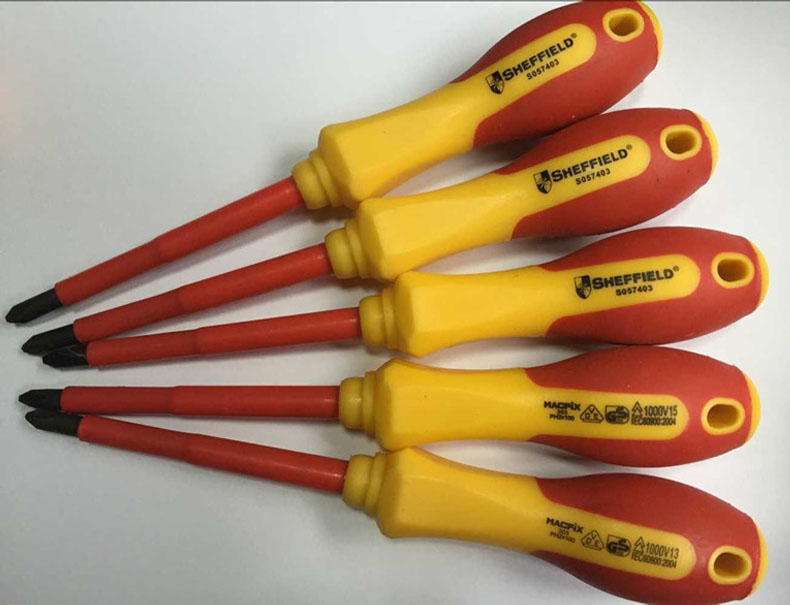 Steel shield S057301 bicolor insulated straight cross screwdriver cross-lined insulated screw driver repair tool