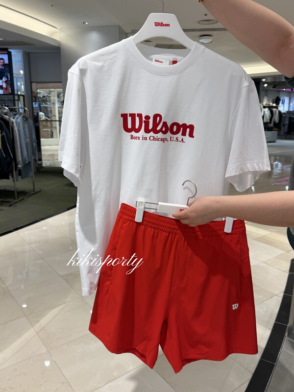 Korean Direct Mail Wilson26 Men's New Tennis Sports Quick-Drying Half-Sleeved T-Shirt Quick-Drying Shorts Set