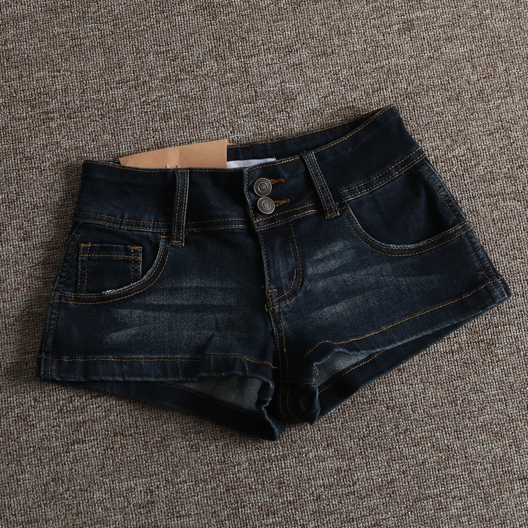 Super Leg-Lengthening European and American Street Style Retro Sexy Low-Waist Two-Button Slim Fit Butt-Lifting Denim Shorts Women's Hot Pants