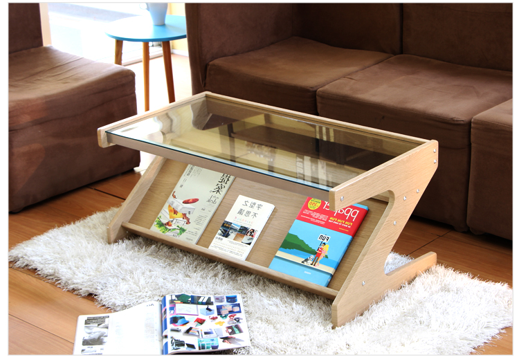Nóng bàn cà phê thủy tinh hiện đại nhỏ gọn kiểu Nhật đố nhà thời trang lắp ráp đồ nội thất màu trắng sáng tạo - Bàn trà bàn trà chân sắt