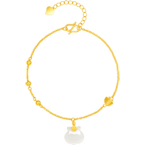 Saturday blessing gold and white jade bracelet blessing jade lock bracelet gold inlaid jade bracelet gift for girlfriend on Chinese Valentines Day