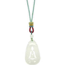 Saturday blessing natural Hetian white jade pendant for men and women Buddha necklace good gift jade holiday gift