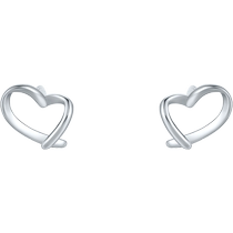 Saturday Foplatinum earrings womens pt950 white gold heart-shaped earrings earrings to send girlfriend holiday gifts