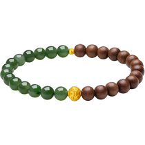 Saturday blessing jewelry gold gold inlaid jade bracelet Hetian sapphire small copper coin bracelet hand ornaments Chinese Valentines Day gift