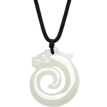 Saturday blessing Hetian jade pendant for men and women Ruyi dragon ring jade pendant white jade pendant official holiday gift