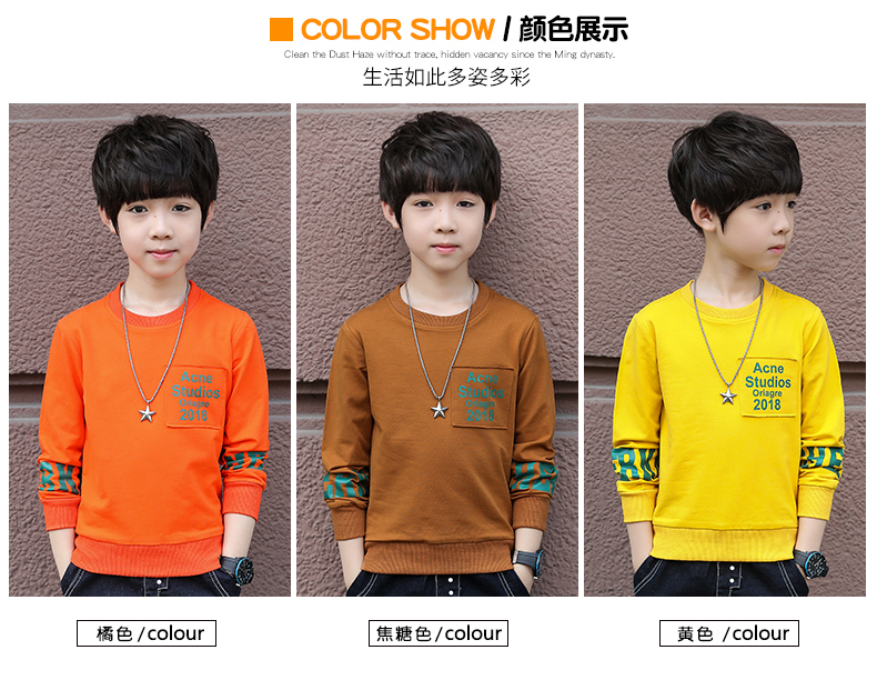 Bé trai áo thun dài tay 8-9-12 tuổi 4 bông t5 cotton 6 bé trai 10 mùa xuân và mùa thu cotton mỏng bé trai lớn 7 đồ bộ bé trai
