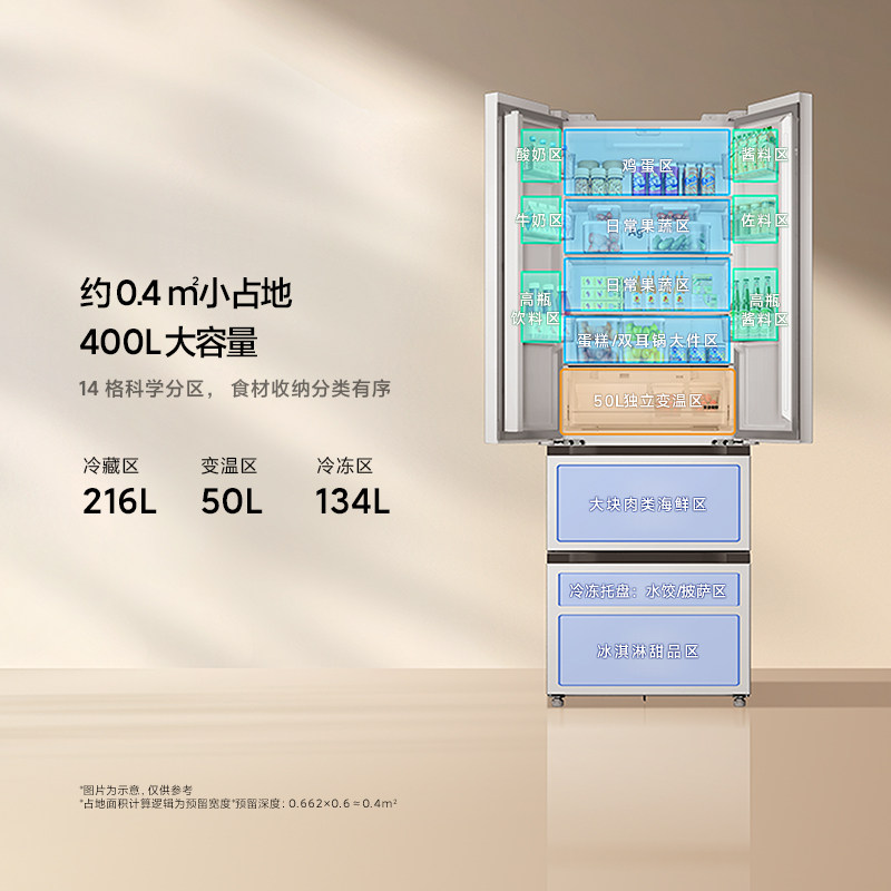 米家BCD-400WFMBI冰箱图片
