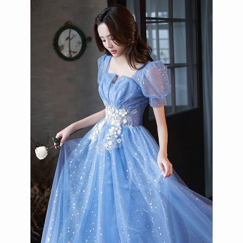 Blue Evening Dress for Women, High-End, Elegant, Light Luxury, Niche, High-End, Suitable for Art Exams, Hosting, Long Dress for Annual Events Blue Evening Dress for Women, High-End, Elegant, Light Luxury, Niche, High-End, Suitable for Art Exams, Hosting, Long Dress for Annual Events