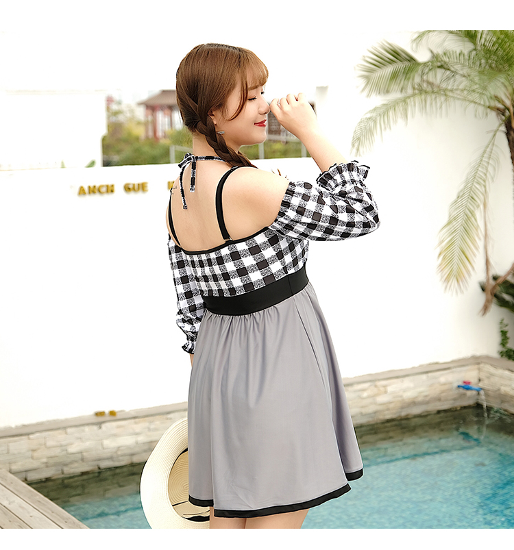 Đồ bơi cỡ lớn nữ béo mm200 kg mỏng che bụng lỏng lẻo hộp góc bảo vệ ngọt ngào sinh viên suối nước nóng - Bộ đồ bơi hai mảnh áo tắm 2 mảnh yếm