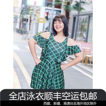 Large size swimsuit female belly cover thin hot spring fat mm200 kg meat cover conservative swimsuit 2020 hot spring swimsuit
