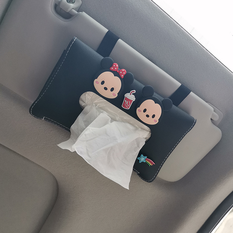 Car sun visor tissue box Creative net red car with car inside cute cartoon car pumping paper box armrest box hanging type