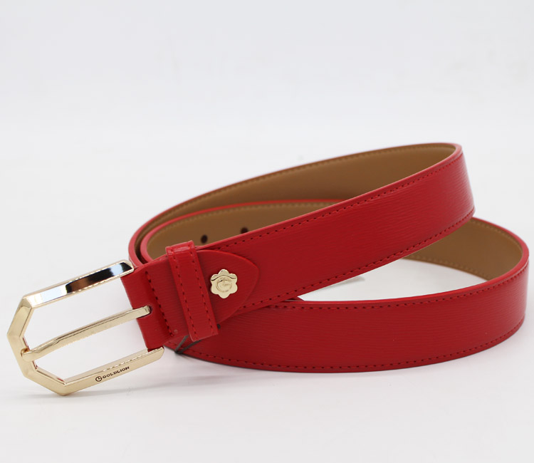 Jinlilai ladies belt new counter all-match fine pin buckle belt pants belt red belt red leather belt