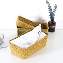 (Mountain tree) cosmetics desktop storage box sea grass woven debris storage box multi-functional storage basket