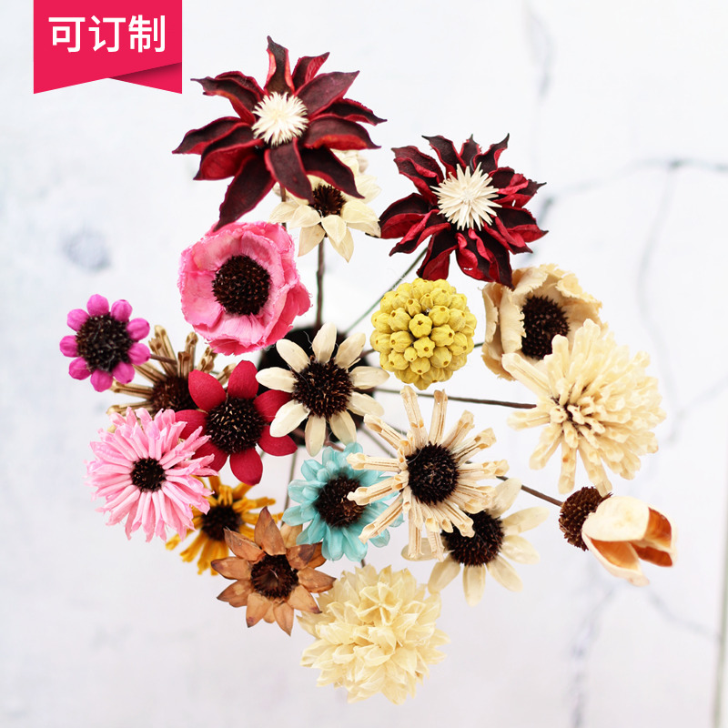 Mountain Tree Zen Dried Flowers Bouquet Suit Floral Flower Arrangement Pine Really Flowers Home Furnishing for Buddhist Mercy Decorations-Taobao