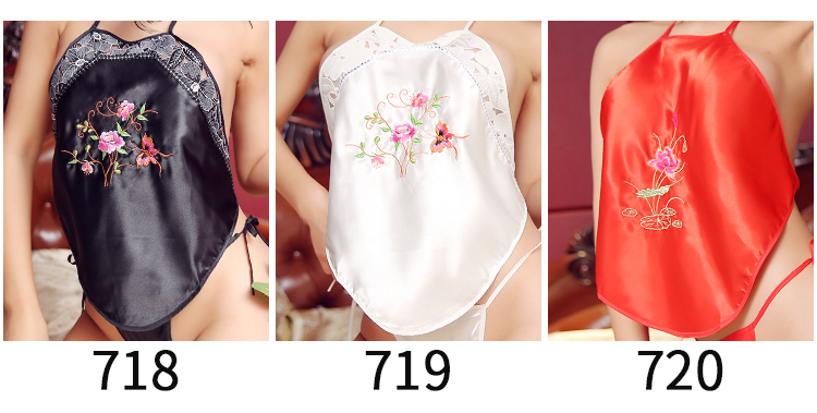 Thêu cổ bụng tạp dề ladies sexy dành cho người lớn bộ cung điện tạp dề dây đai gió quốc gia bộ đồ ngủ 2 dây